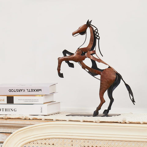 Standing Horse Statue - Hand Painted Metal Desktop Sculpture, Home & Office Animal Statue, Memorial Gift for Horse Lovers (Black)