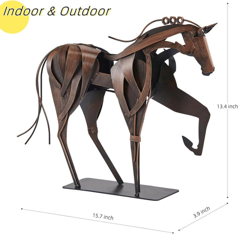 Horse Statue Décor Artwork, 24" H Handmade Metal Pegasus Greek Flying Horse Sculpture, Hand-Painted Animal Figurines for Home Living Room Office (Brown with Wings)