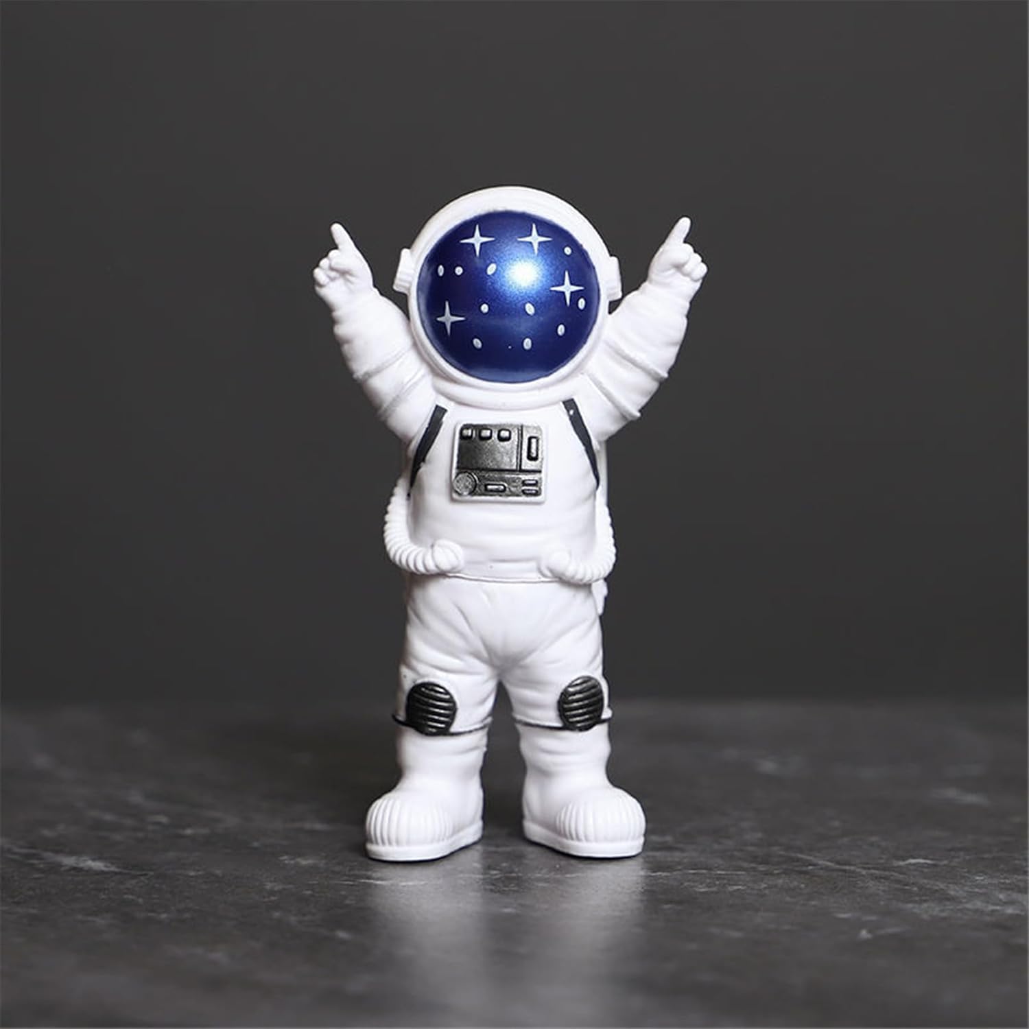 Blue White Astronaut Statues Set of 4, Spaceman Sculpture Figurines Outer Space Theme Decor for Nursery Room Cake Topper