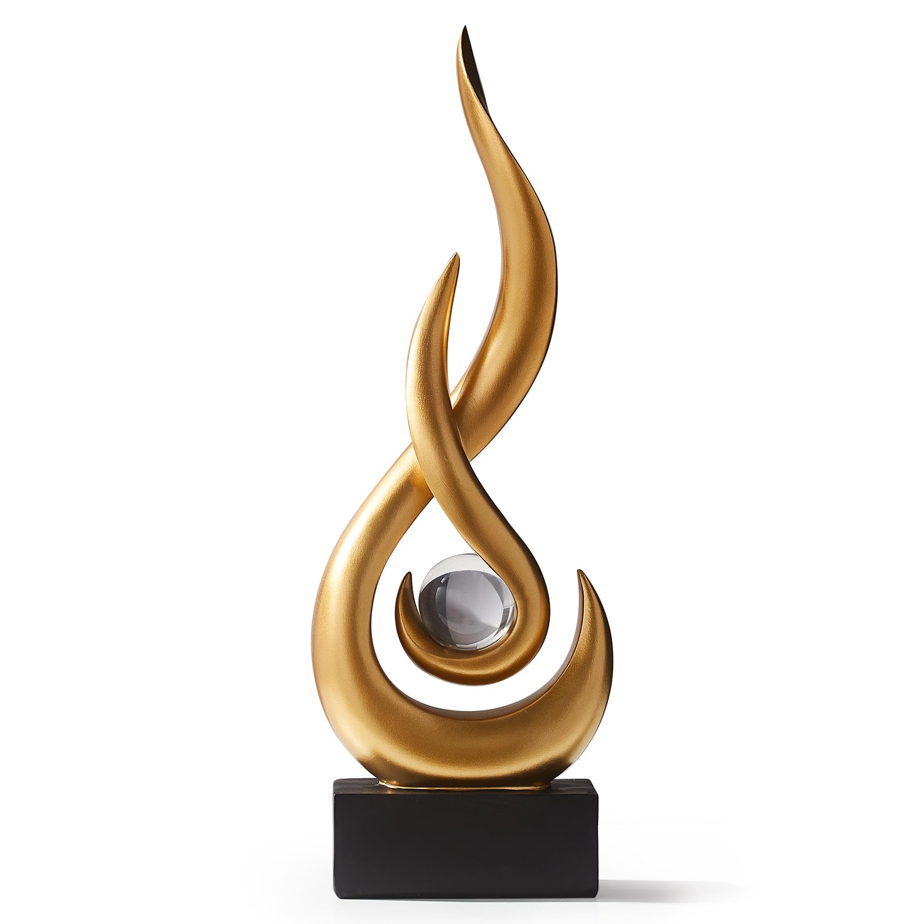 AWNR White Flame Abstract Sculpture Resin Art Statue Modern Home Decor for Living Room TV Stand Office Shelf Accents Minimalist Figurines Centerpiece Table Decorations