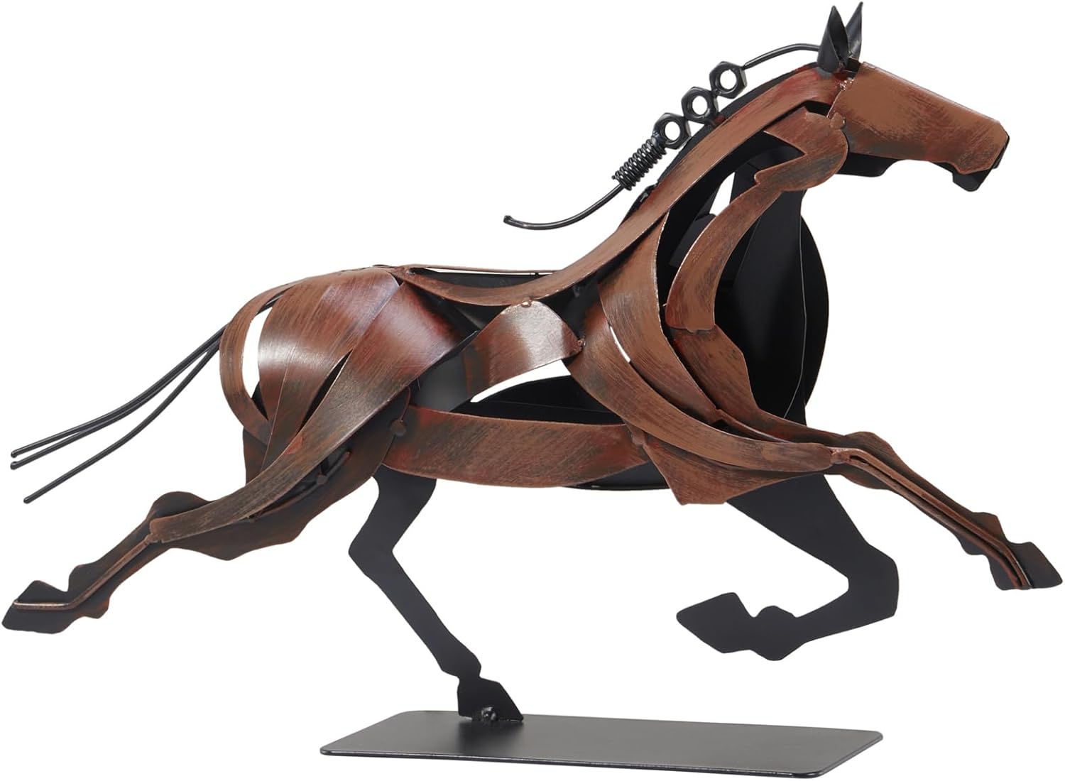 Running Horse Sculpture Western Decor, Handmade Metal Horse Statue Home Decor, Rustic Animal Statue Gifts for Women (Black)