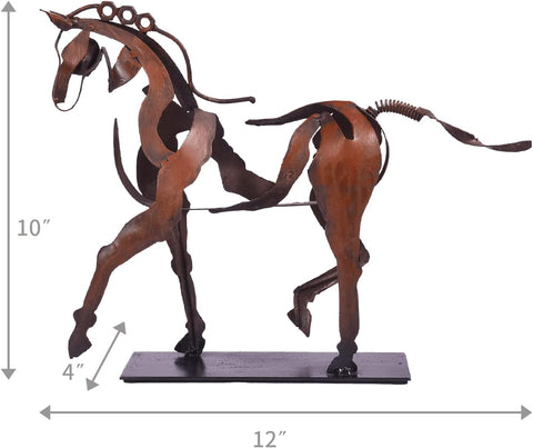 Handmade Horse Statue - Unique Rustic Decor for Office & Home - Hand-Painted Metal Sculpture - Perfect Handicraft Gift for Horse Lovers (Brown)