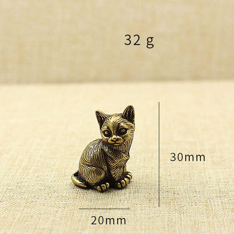 Brass Cat Figurine Small Cat Statue Animal Figurines Home Desktop Decoration