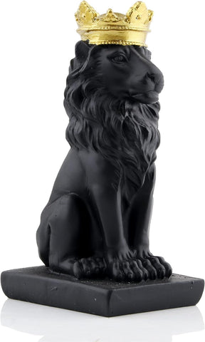 Golden Crown Lion King Statue Decor for Shelf Nordic Style Home and Study Decoration Royal King Lion Figurine Home Decorations