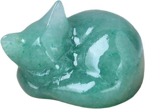 Natural Labradorite Cat Crystals Decor Sleeping Cat Statue Healing Crystal Polished Gemstones Bedroom Office Desk Home Decoration A Lucky Decoration for Cat Lovers