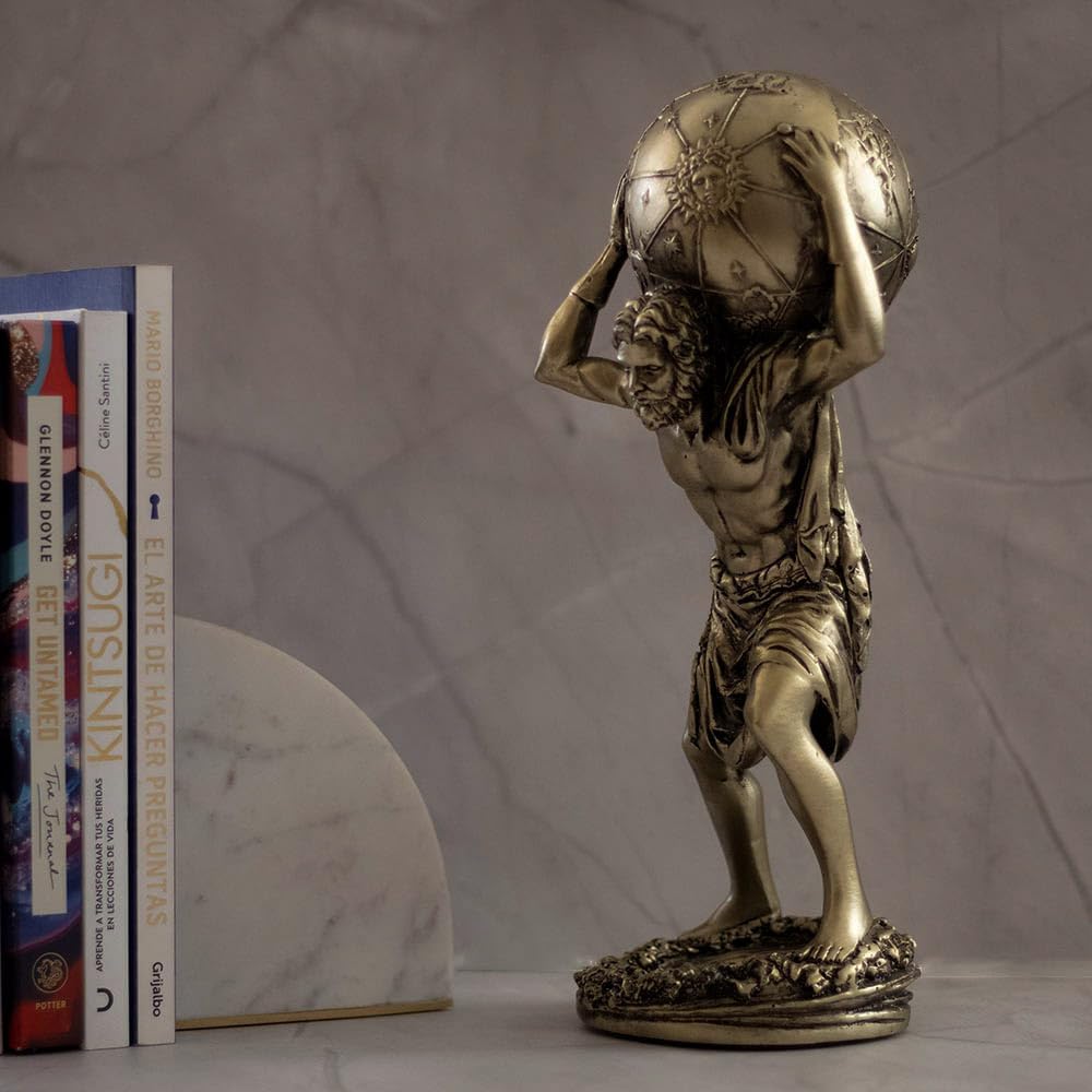 Atlas Statue -11.4 Inch Bronze, Home Library Decor, Office Decoration for Men, The World is Yours Statue, Goddess, Greek Mythology, Greek Sculpture