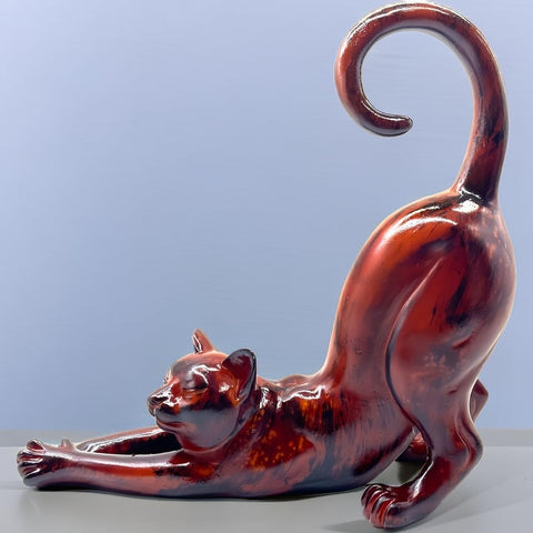 Cat Stretching Statue Figurine Sculpture Gifts for Cat Lover Art Cat Office Home Decor Desk Accessories Decoration