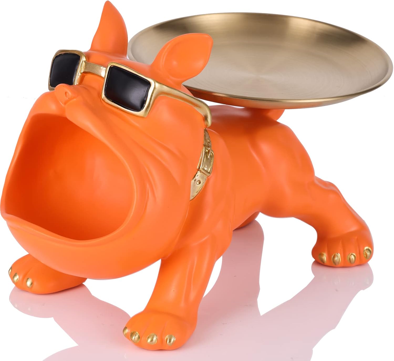 French Bulldog Statue and Figurines,French Bulldog Storage Decoration,Bulldog Bowl with Tray,Key Bowl for Entryway Table,Candy Dish for Office Desk,English Bulldog Tray