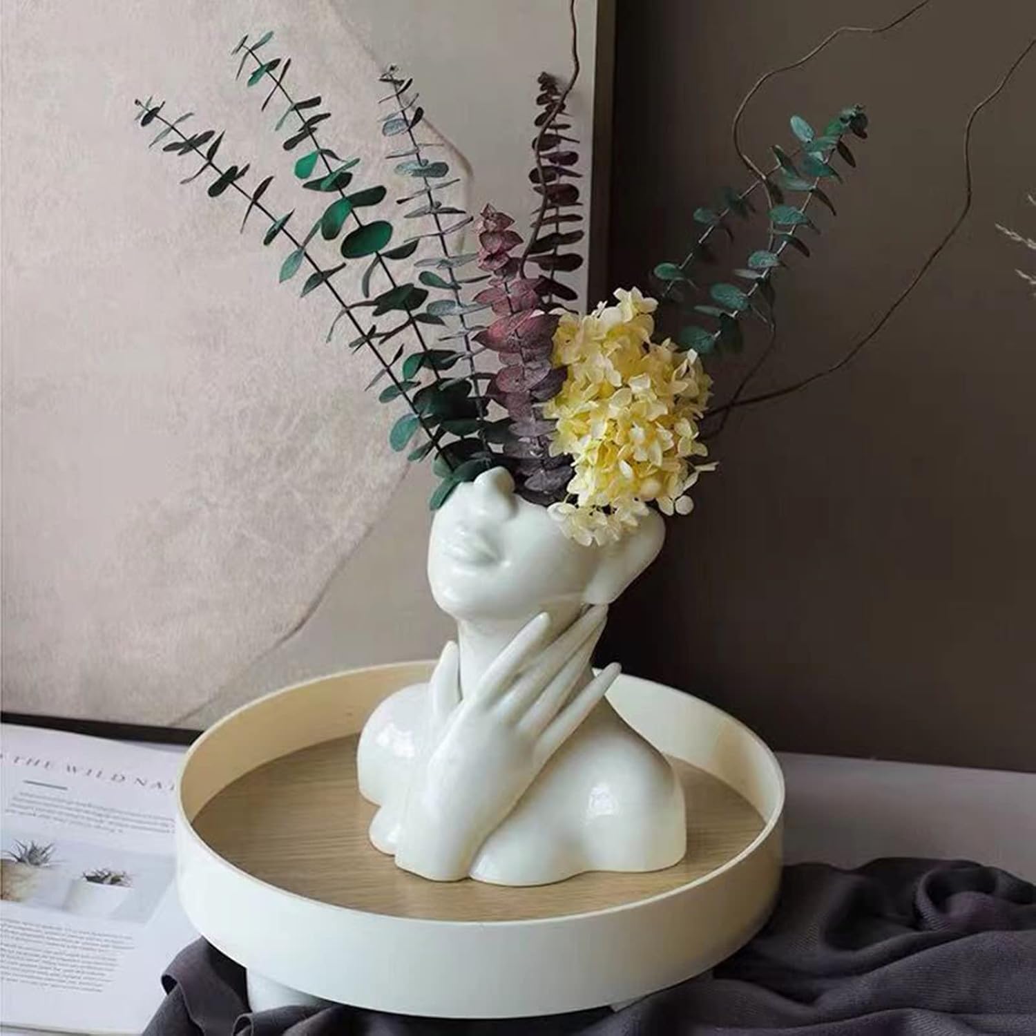 Female Form Face Vase Art Vase for Home Office Décor Ceramic Body Vase Female Form Ideal Shelf Decor,Modern Farmhouse Table Decor,Small Vase Bookshelf Decor