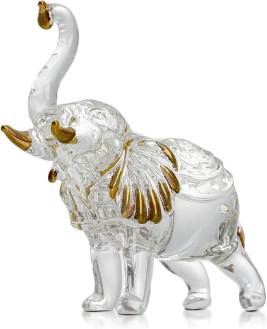 Handcrafted Unique Glass Elephant Statue - Elegant Elephant Figurines for Home Decor Holiday Party Crystal Gifts (7.5IN)