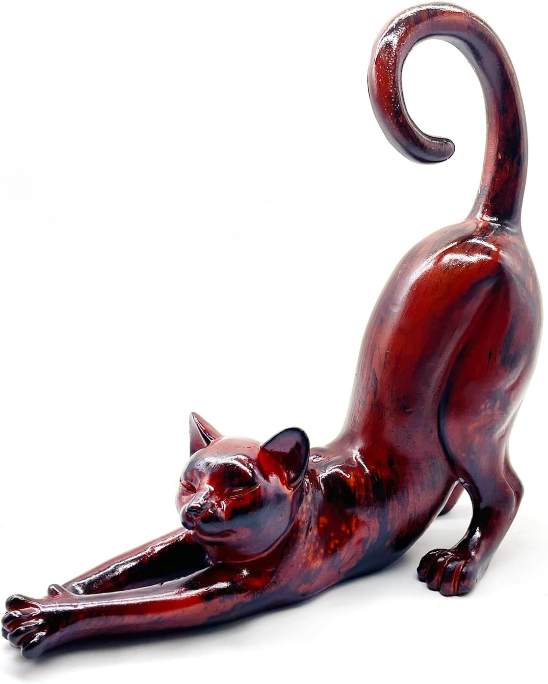 Cat Stretching Statue Figurine Sculpture Gifts for Cat Lover Art Cat Office Home Decor Desk Accessories Decoration