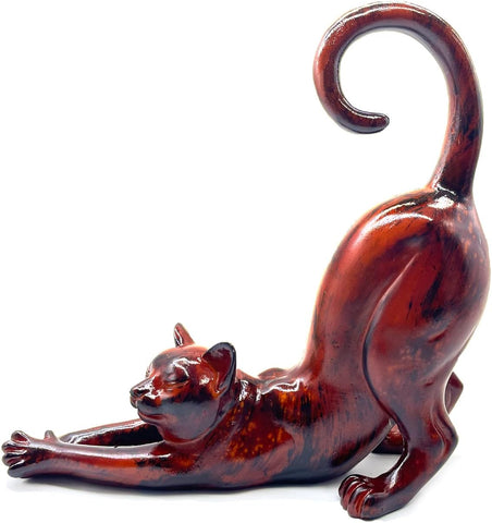 Cat Stretching Statue Figurine Sculpture Gifts for Cat Lover Art Cat Office Home Decor Desk Accessories Decoration