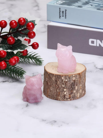 Amethyst Crystal Cat Figurine Carved Healing Crystal Gemstone Cat Lucky Cute Stone Cat Statue Ornament for Home Office Desk Meditation Decor Mini Cat Gifts for Cat Lover Christmas