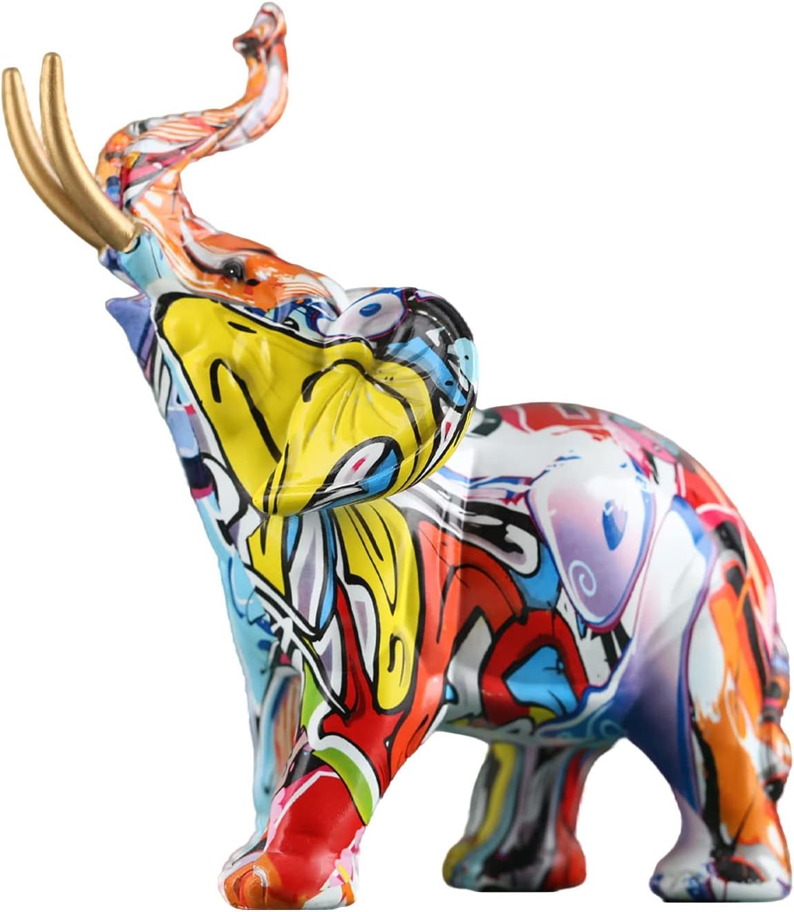 Elephant Decor Creativity Graffiti Elephant Figurines, Resin Colorful Elephant Statues Home Decor Art Elephant Statue, Suitable for Filling Space Decor in The Living Room, Bedroom, Office