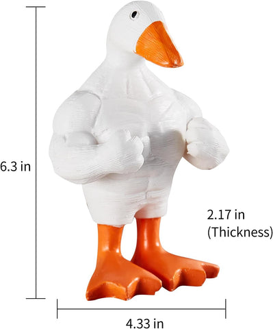 Funny Muscle Duck Statue Home Decor，Cute Little Duck Garden Figurine，Little Duck Craft Decoration Sculpture，Statues for Office Desk Home Decor Figurines Entryway Table Decor(White)