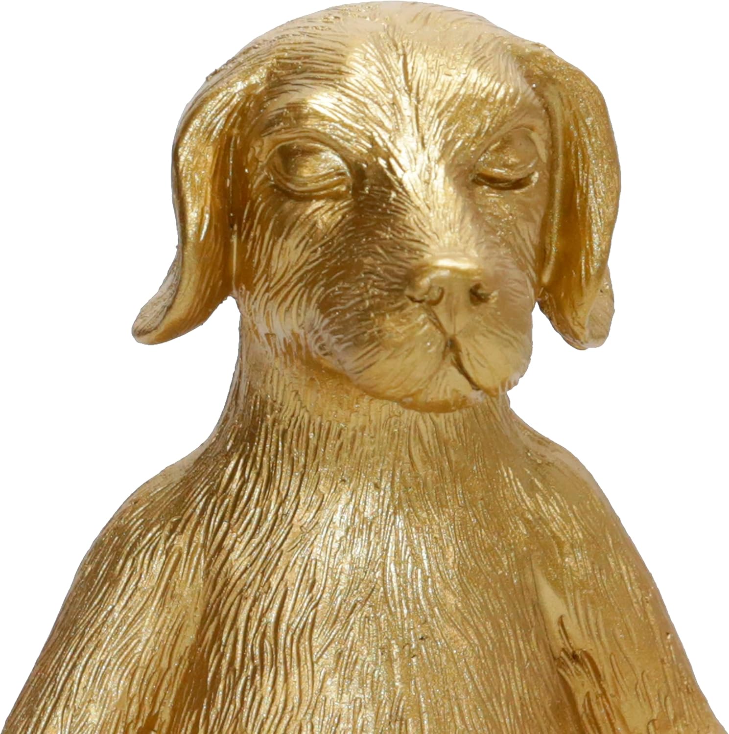 7" Yoga Meditation Dog Figurine - Gold Polyresin Decorative Statue for Home, Office, Patio, Garden, Indoor Decor, Yoga Studio, Yogi Gift Idea