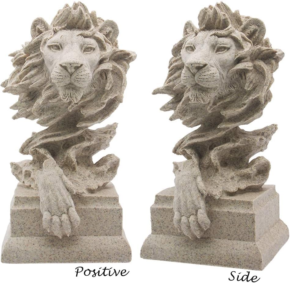 Sandstone Lion - The King of Beasts - Statue Decoration for Home/Study/Living Room, Great Collectible Figurines, Best Gift for The Man, Golden Color (HH17-D2)