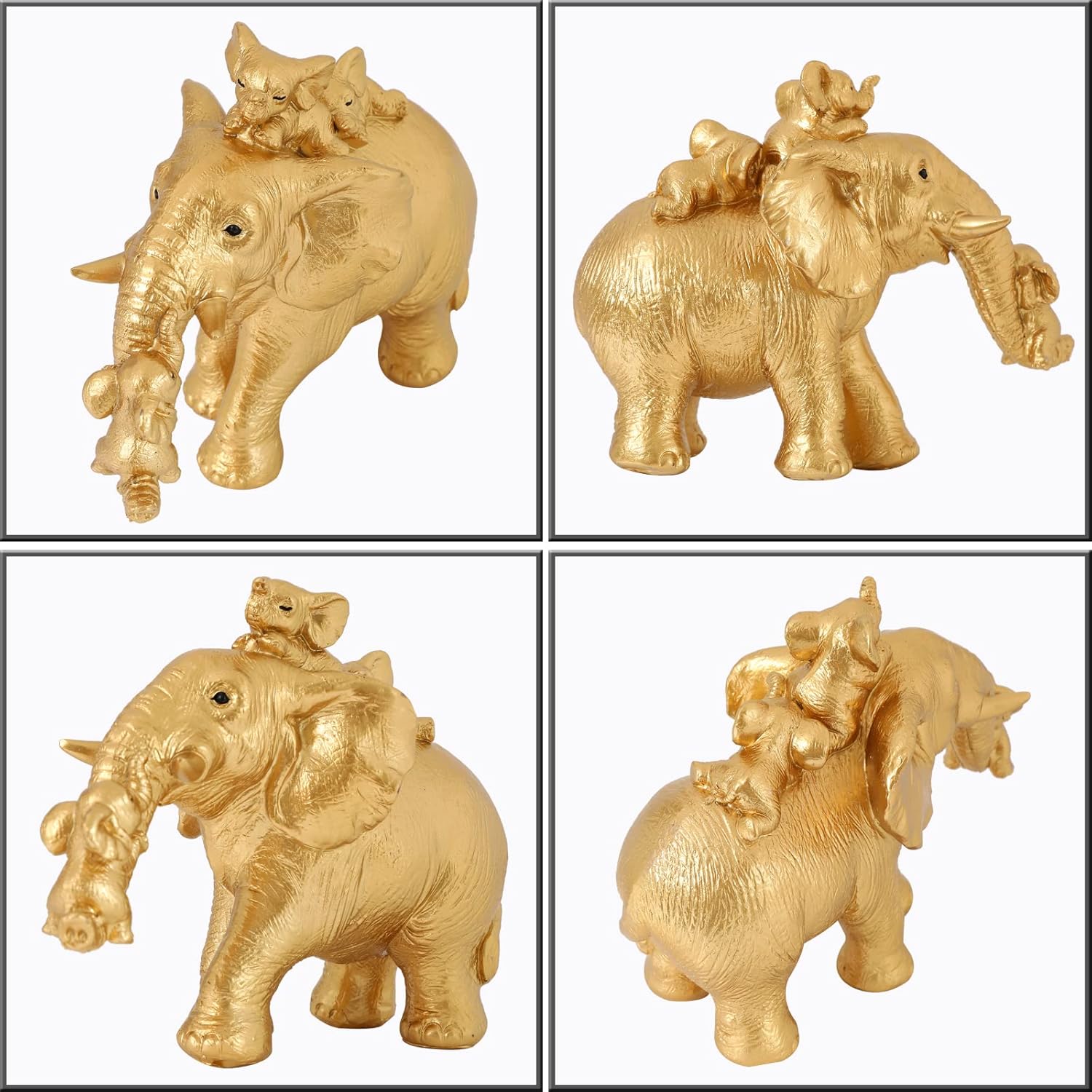 Good Luck Elephant Figurines Home Décor Elephant Carries Two Calves on Its Back Statue Décor for Shelf Good Gifts for Women Decoration for Living Room, Bedroom, Office