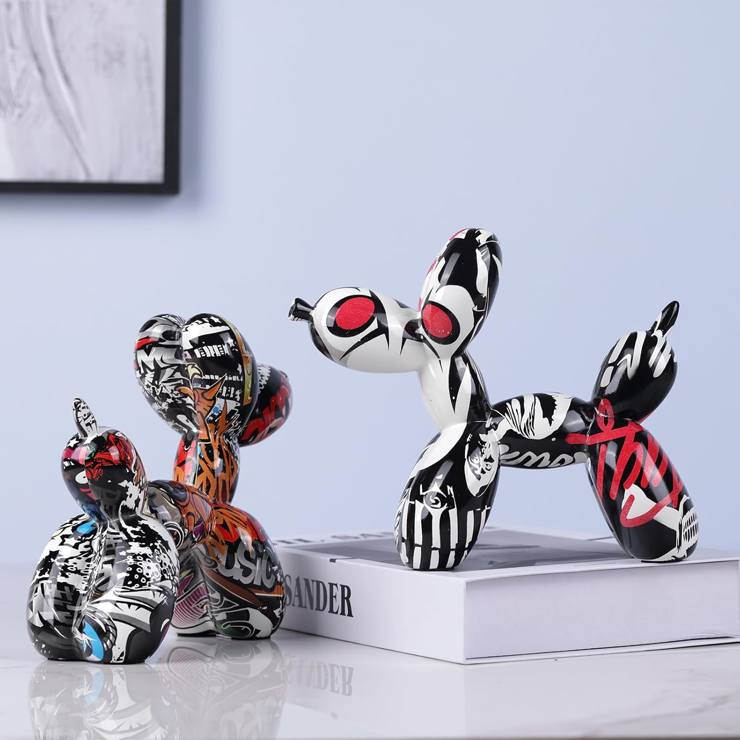 Creative Balloon Dog Sculpture Modern Home Decoration Trendy Animal Art Ornaments Collection Figurine Bedroom Living Room Office Desktop Resin Decors