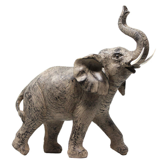 Seraphic Large 13" African Elephant Statue Gifts for Women, Big Elephant Decor Scuplture with Trunk Up for Home Decor 1500