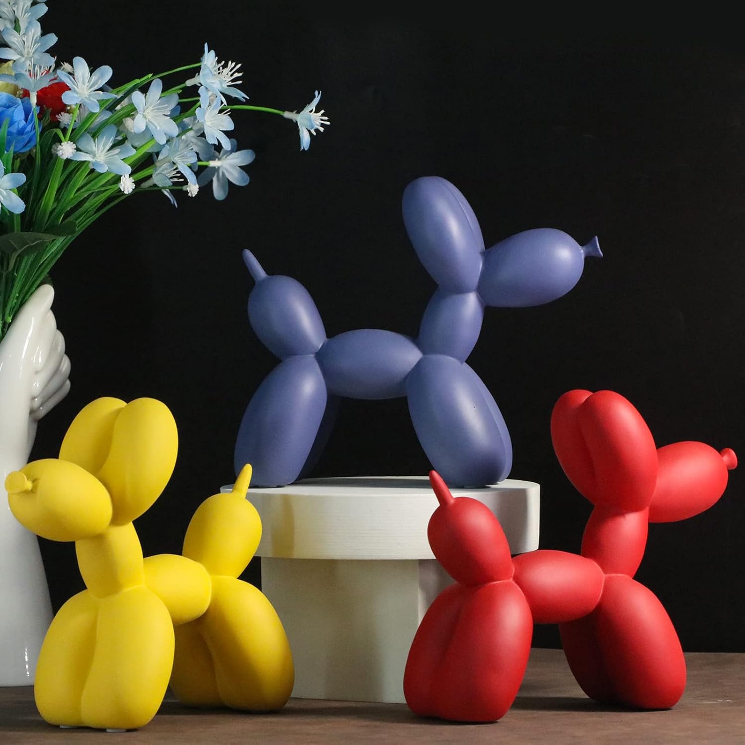 Creative Balloon Dog Sculpture Modern Home Decoration Trendy Animal Art Ornaments Collection Figurine Bedroom Living Room Office Desktop Resin Decors