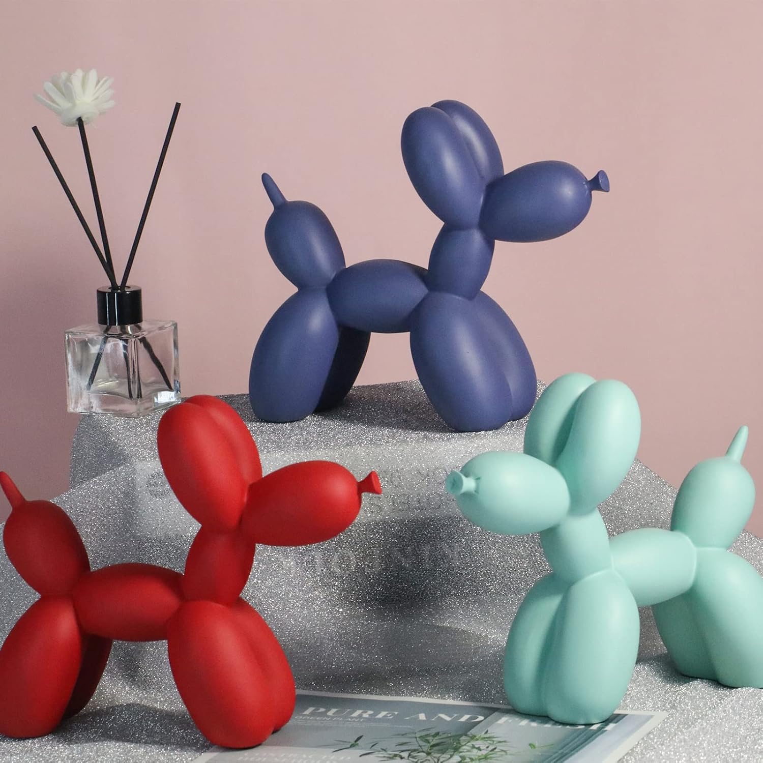 Creative Balloon Dog Sculpture Modern Home Decoration Trendy Animal Art Ornaments Collection Figurine Bedroom Living Room Office Desktop Resin Decors