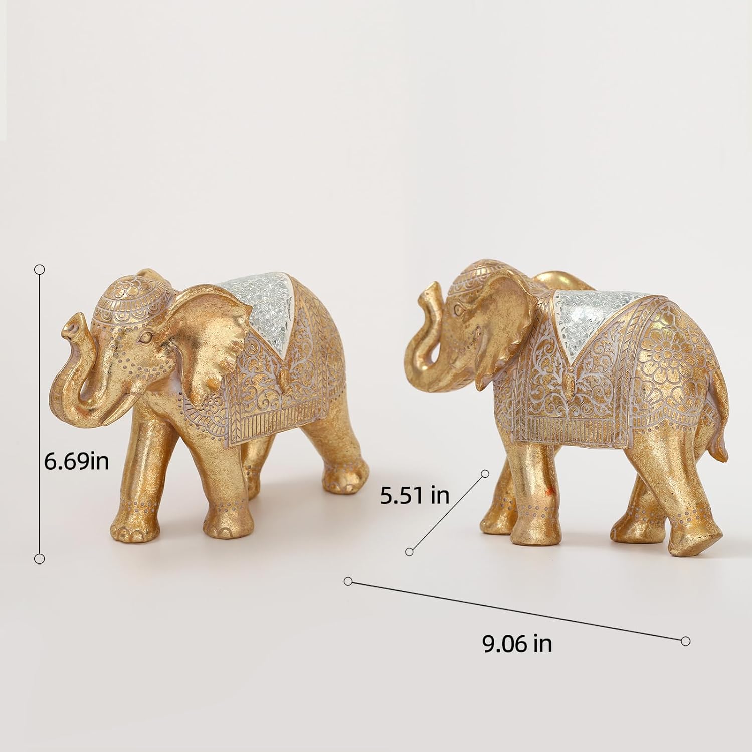 Elephant Statue for Home Decor Gold 9.2IN,Elephant Statues for Table Deskr-Elephant Decor for Living Room-Indoor Elephant Gift for Relaxation Meditation or Shrine