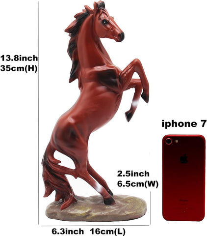 13.8''H Standing Horse Resin Statue, Horse Art Figurine Decorative Home & Office Decor Ornaments for Desk Bookshelf Wine Cabinet to Attract Luck and Wealth (Golden)