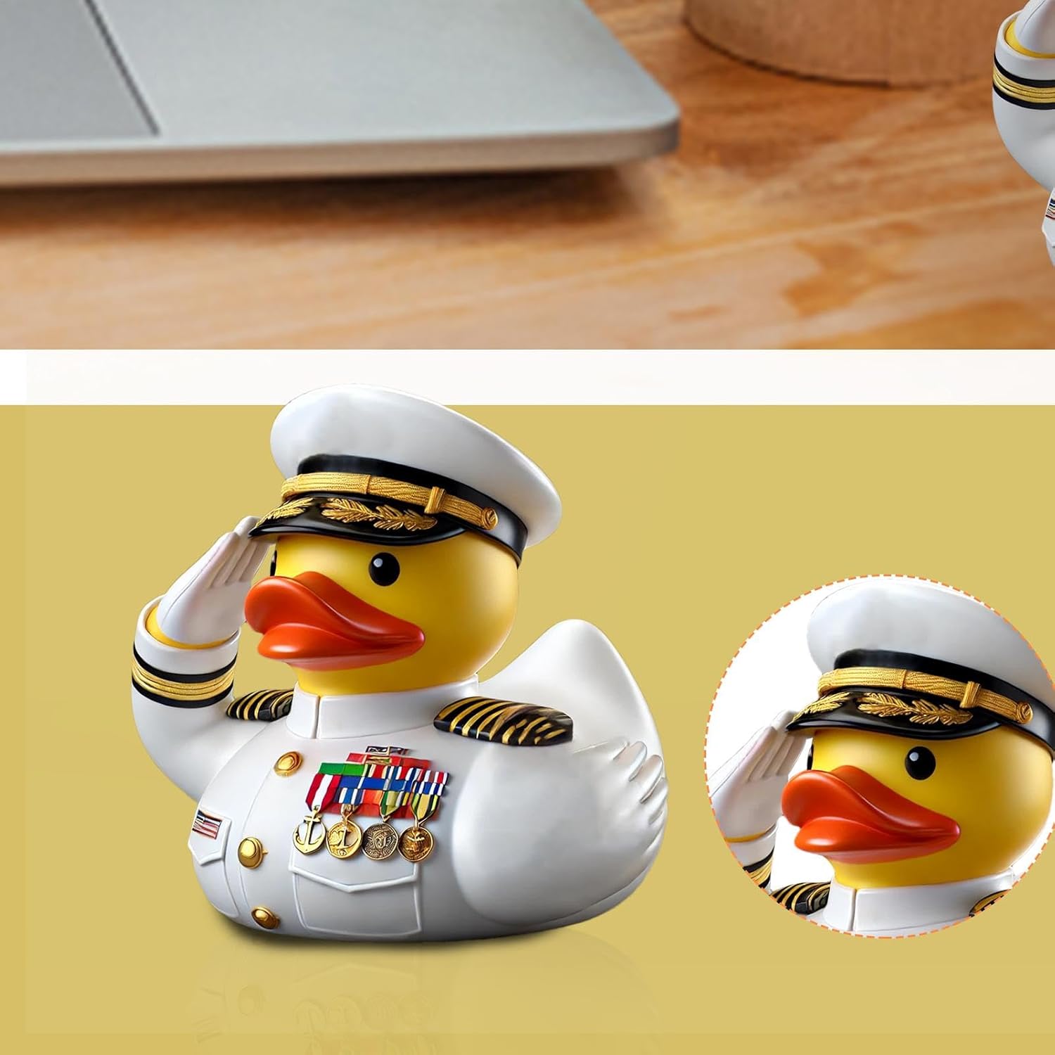 Veterans Memorial Duck, 2025 Navy Veterans Memorial Duck, 3 Inch Resin Militarys Duck Statue Armys Duck Figurine Cute and Funny Commemorative Saluting Duck Ornament for Desktop Car Ashboard