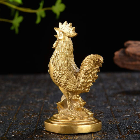 Brass Feng Shui Statue Auspicious Rooster/Chicken/Cock Home Office Decorative Talisman Golden Figurine Gift for Collection PTZY048