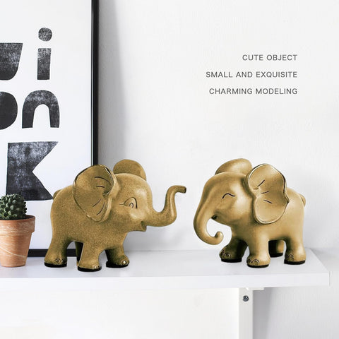 Small Elephant Statues, Green Set of 3 Cute Home Decor, Figurine Decorative Ornaments for Living Room, Bedroom, Office Desktop, Cabinets, Unique