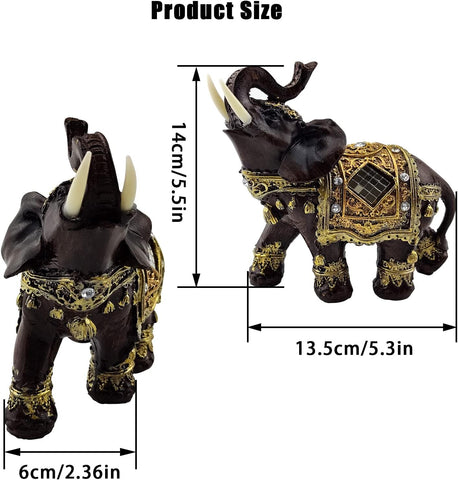 Lucky Wealth Feng Shui Elephant Statue - Resin Collectible Figurine with Trunk Raised - Good Luck Elephant Gift for Women (Large)