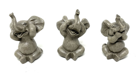 Baby Elephants See No Evil, Hear No Evil Resin Statue Figurine Home Decorative Accent Decor