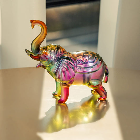 Crystal Thai Elephant Statue Sculptures Trunk Up Feng Shui Ornament Wealth Lucky Figurine Collectible Home Decor 2000