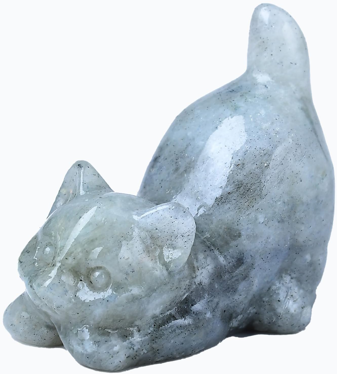 Flame Stone Cat Crystal Statue Healing Crystal Reiki Meditation Pocket Gem Guardian Sculpture Home Study Table Desk Decor Collection Gift for Loved Ones