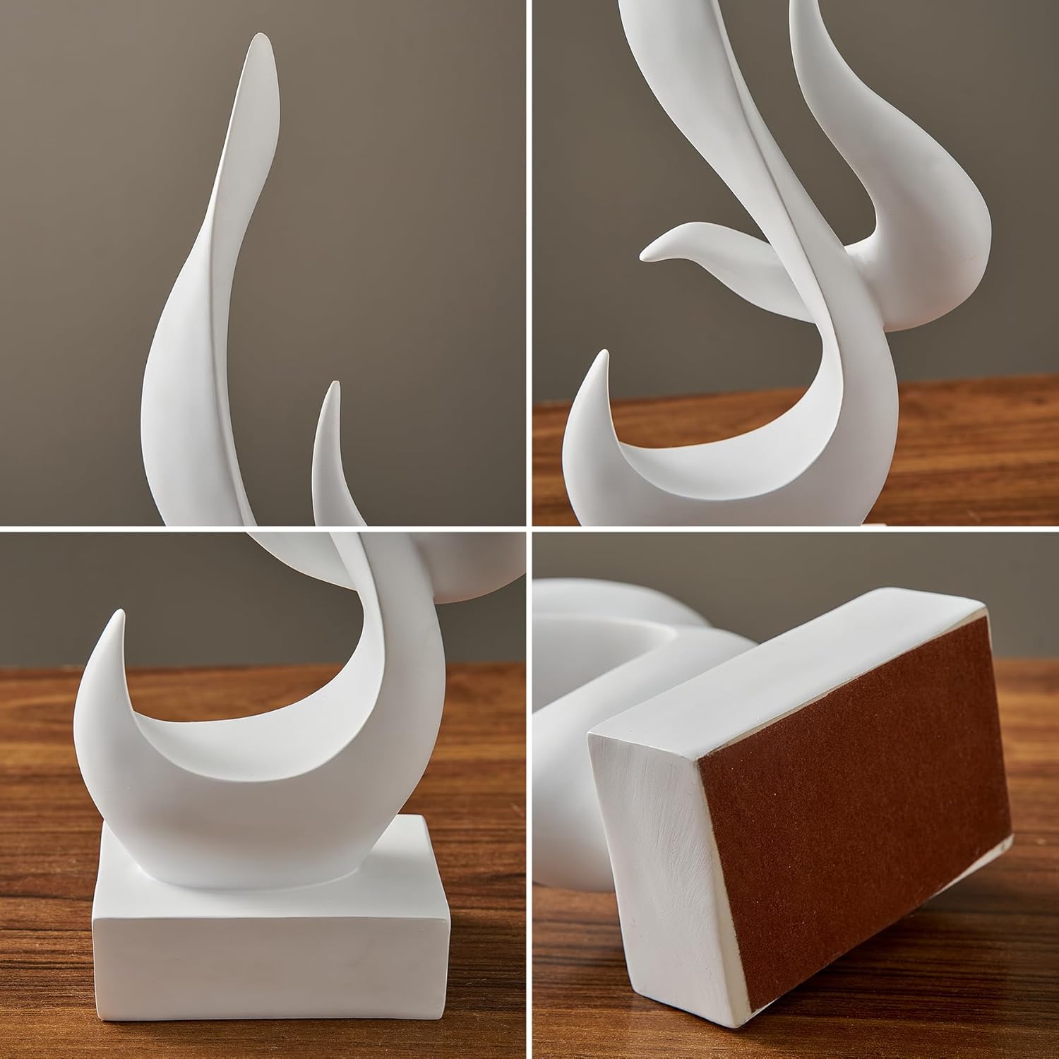 AWNR White Flame Abstract Sculpture Resin Art Statue Modern Home Decor for Living Room TV Stand Office Shelf Accents Minimalist Figurines Centerpiece Table Decorations