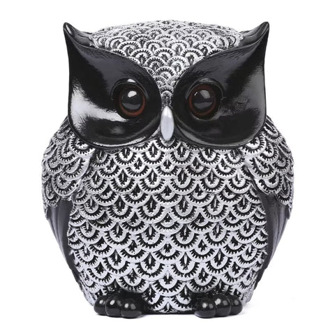 Owl Statue Home Decor Small Owl Figurines Shelves Decorations for Home Office Living Room Decor Gifts for Owl Lovers (Black-Green)