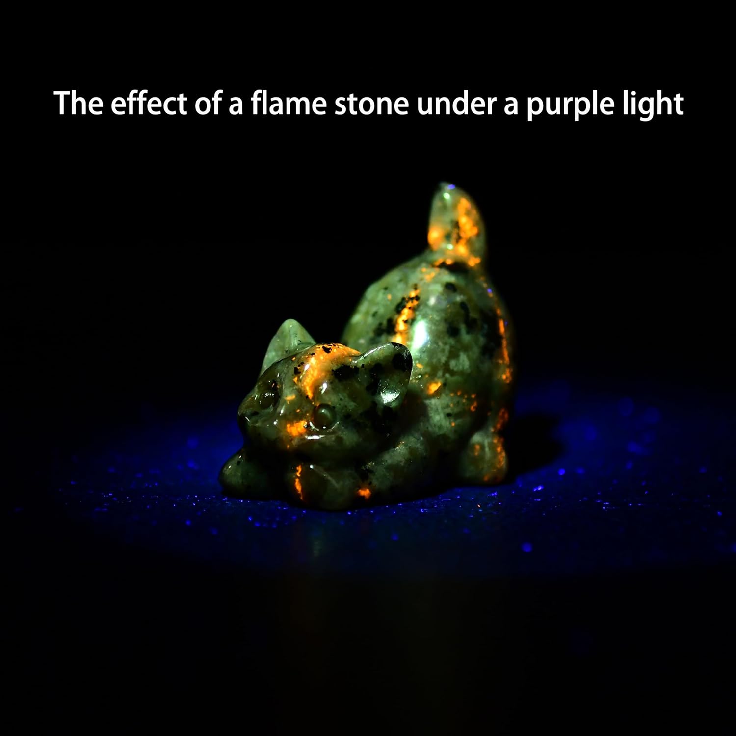 Flame Stone Cat Crystal Statue Healing Crystal Reiki Meditation Pocket Gem Guardian Sculpture Home Study Table Desk Decor Collection Gift for Loved Ones