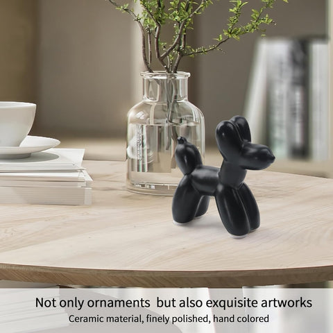 Large Cute Ceramics Balloon Dog Statue Crafts Living Room Desktop Decorations,Handmade Modern Small Ceramic Animal Statue Ornament Home Decor Accents