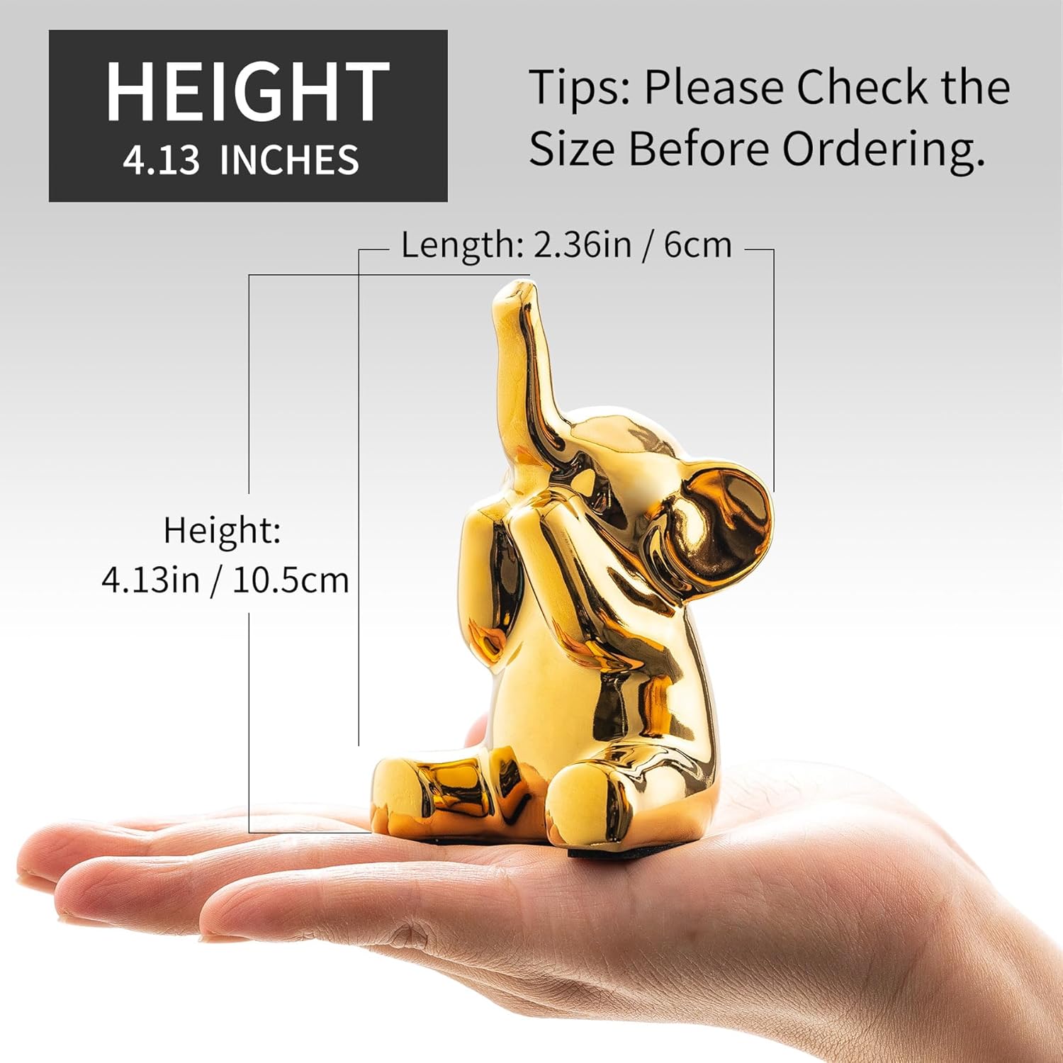 Loving Pair of Small Gold Elephant Statues Gold Home Decor Modern Boho Style Figurine Decorative Ornaments for Living Room, Bedroom, Office Desktop, Cabinets, Shelf