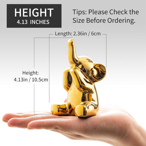 Loving Pair of Small Gold Elephant Statues Gold Home Decor Modern Boho Style Figurine Decorative Ornaments for Living Room, Bedroom, Office Desktop, Cabinets, Shelf