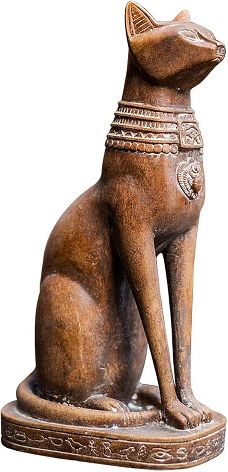 12 inch Tall Black Egyptian Cat Goddess Bastet Statue, Ancient Egypt Bast Figurines Home Decor