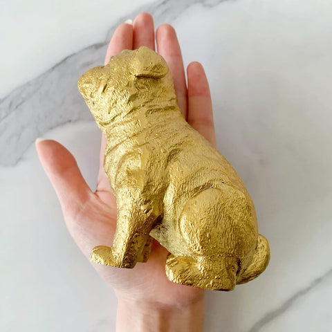 Golden Dog Statue, Animal Figurine Home Decor, Dog Sculpture for Home Office Desktop Bookshelf