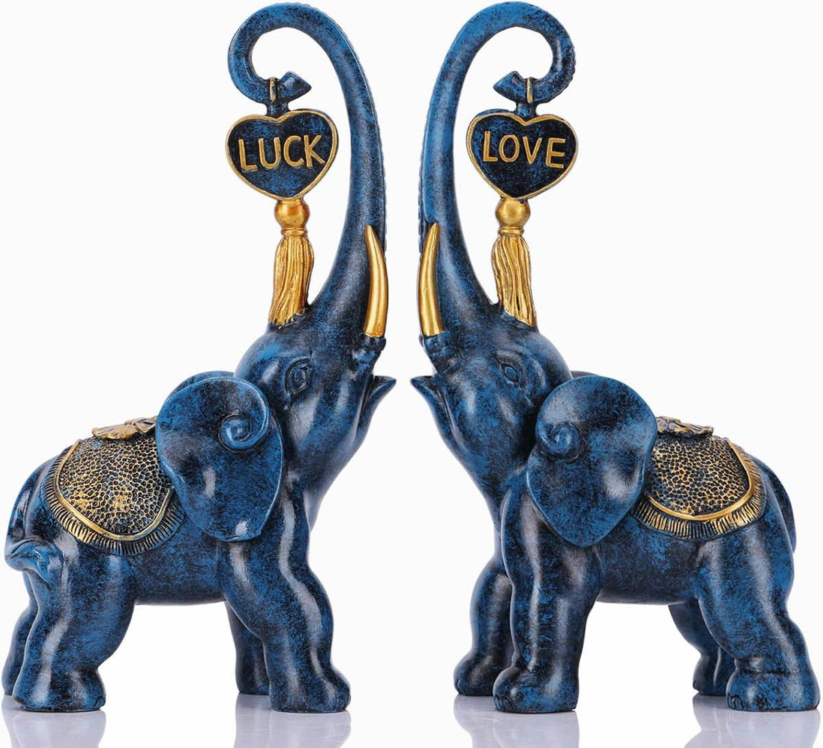 Bronze Elephant Statue 2 Piece Set, Love Elephant Sculpture, Lucky Elephant Decoration for Home Decor Statues, Home Decor Elephants, Office Decor, Console and Shelf Decor Aesthetics.