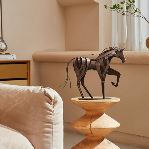 Horse Statue Décor Artwork, 24" H Handmade Metal Pegasus Greek Flying Horse Sculpture, Hand-Painted Animal Figurines for Home Living Room Office (Brown with Wings)