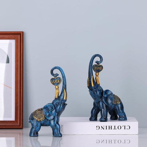 Bronze Elephant Statue 2 Piece Set, Love Elephant Sculpture, Lucky Elephant Decoration for Home Decor Statues, Home Decor Elephants, Office Decor, Console and Shelf Decor Aesthetics.