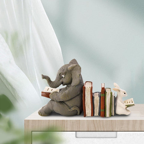 Cute Rabbit Reading Statue,Art Crafts,Resin Ornaments Animal Figurines for Bookshelf Living Wedding Decor