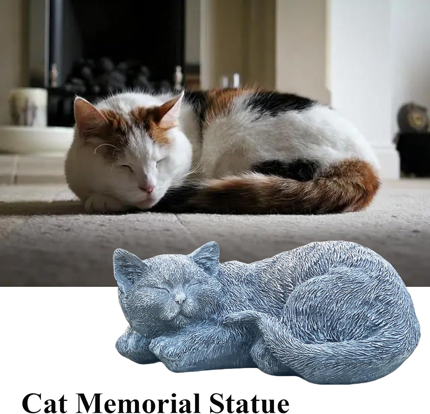 Cat Statue, Grey, Resin, Contemporary, Outdoor / Indoor Decor, 11.4" L x 7.1" W x 4.3" H, 1.5 lbs