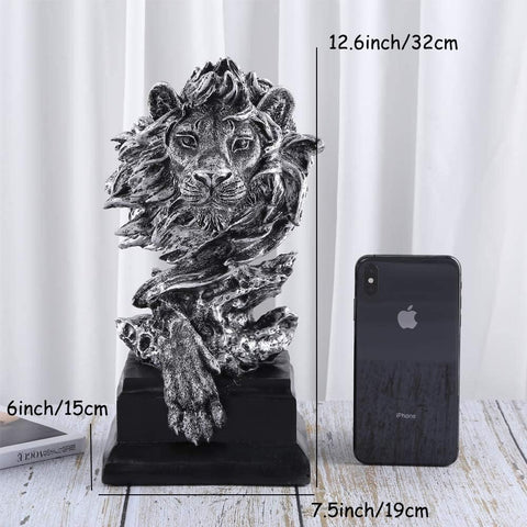 Sandstone Lion - The King of Beasts - Statue Decoration for Home/Study/Living Room, Great Collectible Figurines, Best Gift for The Man, Golden Color (HH17-D2)