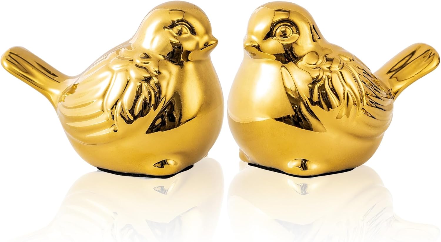 Loving Pair of Small Gold Bird Statues Gold Home Decor Modern Boho Style Figurine Decorative Ornaments for Living Room, Bedroom, Office Desktop, Cabinets, Shelf